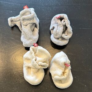 Cozy Gray and Cream Baby Booties